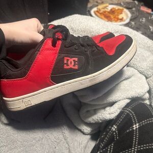 DC mens Black and Red Sneakers
